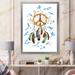 East Urban Home Ethnic Dream Catcher & Peace Sign - Painting on Canvas Metal in Blue/Brown | 32 H x 16 W x 1 D in | Wayfair