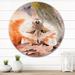 East Urban Home Red Fox Lying In Fallen Leaves Near A Tree Trunk - Traditional Circle Wall Art in Brown/Green/Orange | Wayfair