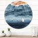 East Urban Home White Sailing Boats In Calm Sparkling Sea - Nautical & Coastal Metal Circle Wall Art Metal in Blue | 29 H x 29 W x 1 D in | Wayfair