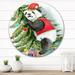 East Urban Home Panda Wearing A Christmas Elf Hat - Children's Art Metal Circle Wall Art Metal in White | 36 H x 36 W x 1 D in | Wayfair