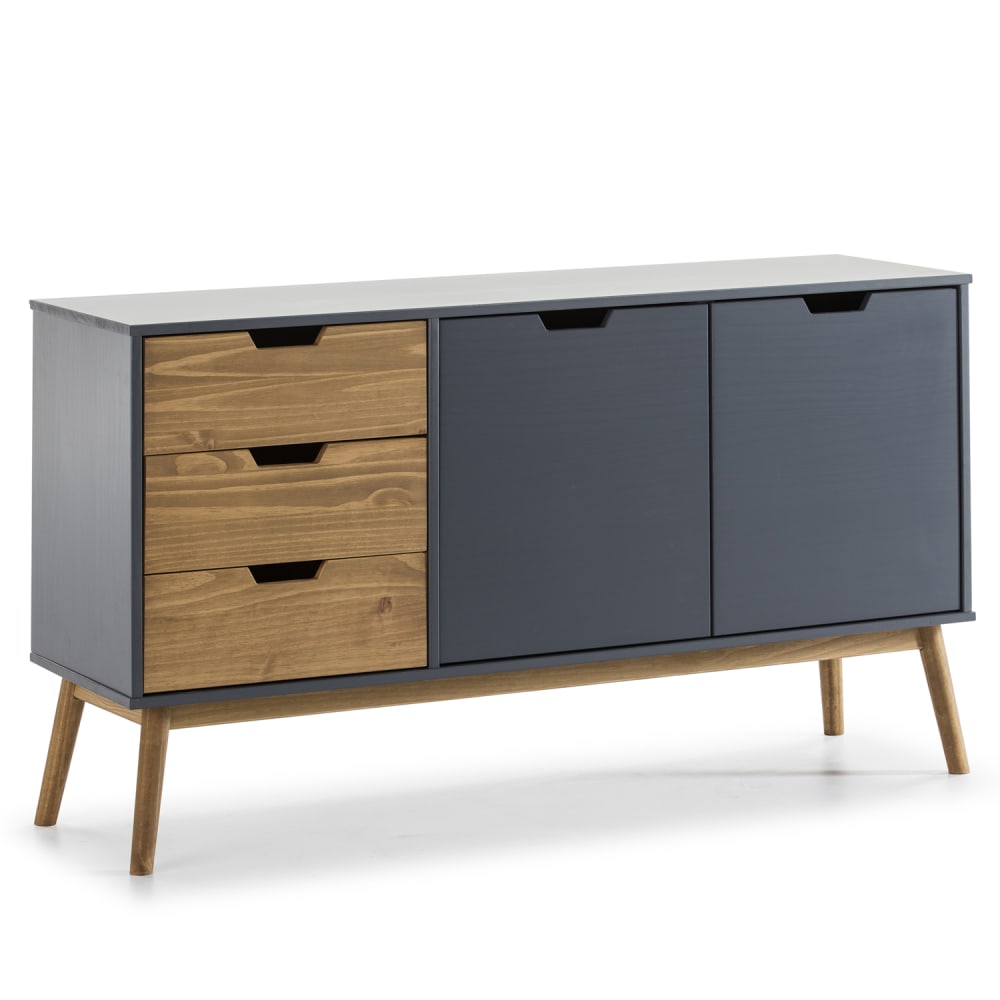 Buffet commode 3 tiroir y 2 porte anthracite, longueur 140 cm