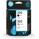 HP 305 Pack de 2 Cartouches d'Encre Noire et Trois Couleurs Authentiques (6ZD17AE)