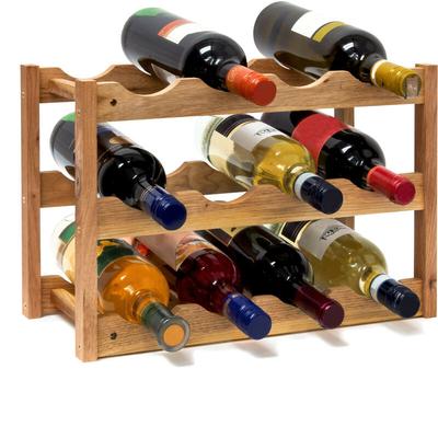 Weinregal klein, Flaschenregal mit 3 Ebenen für 12 Flaschen Wein, h x b x t: 28 x 42,5 x 21 cm, Image