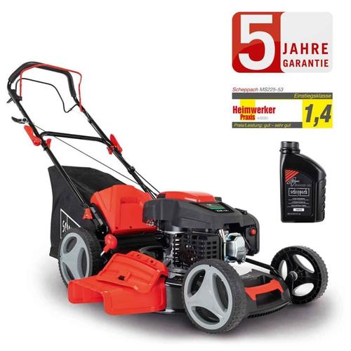 Benzin Rasenmäher MS225-53 6PS 6in1 mit Antrieb Breite 53cm 0,6 l Öl - Scheppach