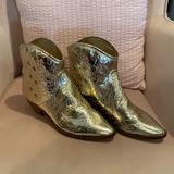 Free People Shoes | Free People X Farylrobin Gold Vegan Leather Western Boots - 6 | Color: Gold | Size: 6