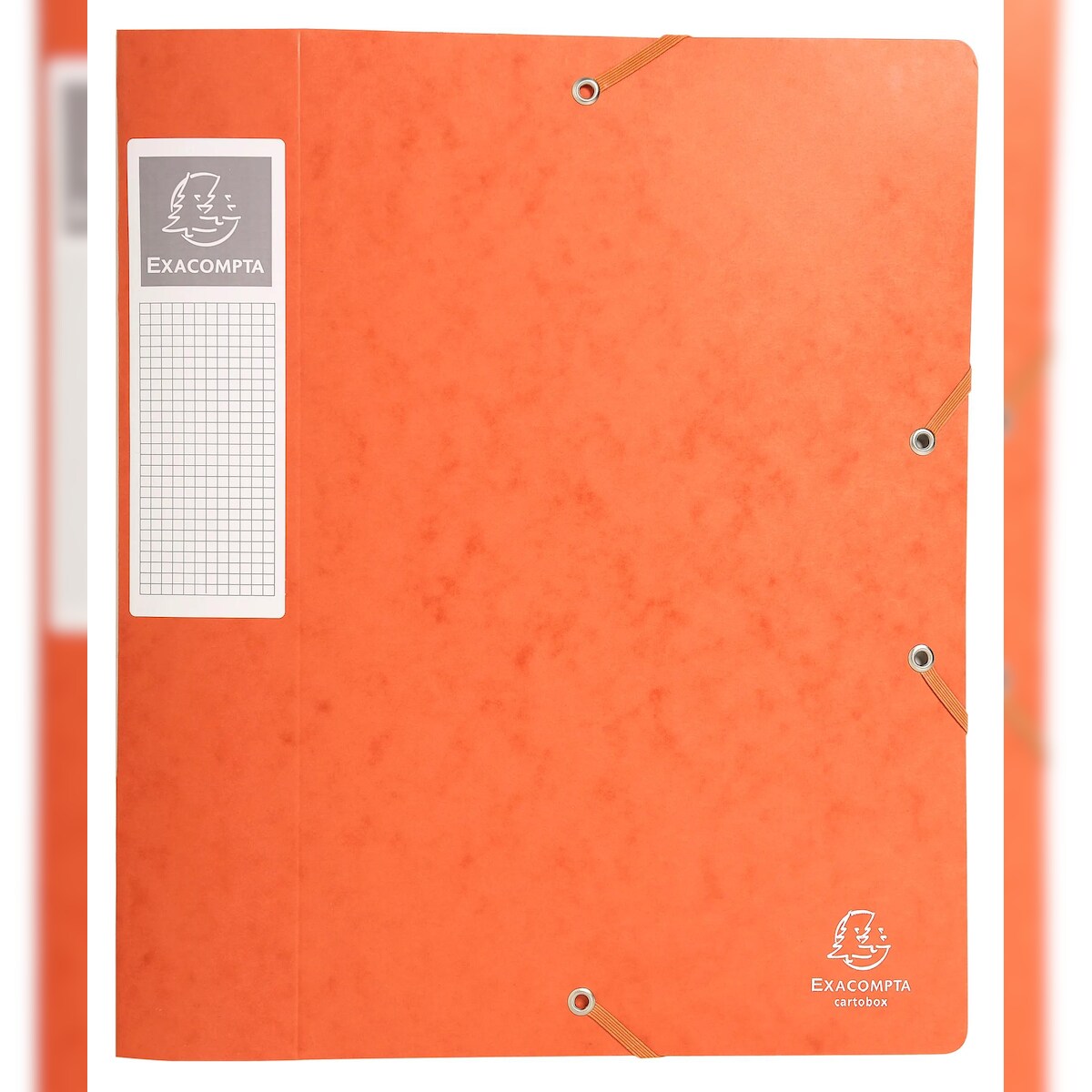 Exacompta 16017H 10x Archivbox Cartobox, flach geliefert Rücken 60mm aus Colorspan-Karton, mit 3 Klappen und Gummizug, 25x33cm für DIN A4 - Orange Image