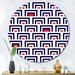 Corrigan Studio® Blue & Red Geometric Squares - Patterned Metal Circle Wall Art Metal in Black/Blue/Indigo | 29 H x 29 W x 1 D in | Wayfair