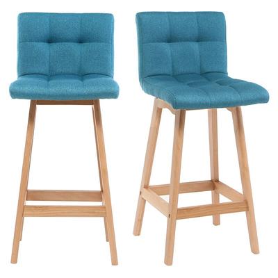 Design-Barhocker Holz und Blaugrün 65 cm 2 Stck. KLARIS Image