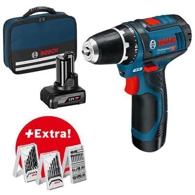 Akku-Bohrschrauber gsr 12V-15 1x 2,0 Ah, 1x 4,0 Ah Akku + Lader in Tasche - Bosch