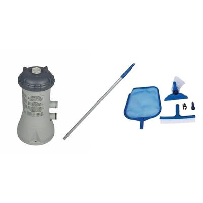 Intex 1000 GPH Pool Cartridge Filter Pump & Maintenance Kit with Vacuum Skimmer - 8.3