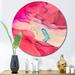 East Urban Home Pink & Beige Marble Landscape - Modern Metal Circle Wall Art Metal in Pink/Red | 11 H x 11 W x 1 D in | Wayfair