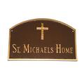 Montague Metal Products Inc. Prestige Arch w/ Rugged Cross Garden Plaque Metal in Gray/White | 10.25 H x 15.5 W x 0.32 D in | Wayfair PCS-69-WS-LS