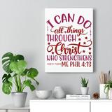 Trinx Christ Who Strengthens Philippians 4:13 Christian Wall Art Bible Verse Print Ready to Hang Canvas in Red | 14 H x 11 W x 1.25 D in | Wayfair