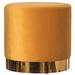 Everly Quinn Nayli 15.75" Wide Velvet Round Standard Ottoman Velvet in Yellow | 15.75 H x 15.75 W x 15.75 D in | Wayfair