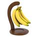 Red Barrel Studio® Banana Hanger Bamboo Holder Stand - Sturdy Display w/ Hook For Home Or Bar, Countertop Fruit Storage, Walnut Wood | Wayfair