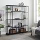 17 Stories Bookcase & Bookshelf, Home Office 5 Tier Bookshelf, Open Freestanding Storage Shelf w/ Metal Frame Wood in Black | Wayfair