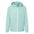 Independent Trading Co. EXP54LWZ Lightweight Windbreaker Full-Zip Jacket in Aqua/White Zipper size Small | Polyester