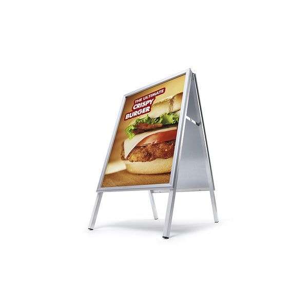 Showdown Displays Kundenstopper 50 x 70 cm Gehrungsecken Innenbereich farbig silber, 54.9x99.9x74.4 cm