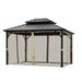 GDY Outdoor Canopy Two Tier Top Gazebo With Mosquitos Mesh Net Galanized Steel Pergola - 10*12FT