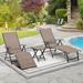 VredHom Outdoor Portable Folding Chaise Lounge Chair with Table (Set of 3) - 70" L x 20" W x 14" H