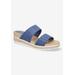 Extra Wide Width Women's Maryann Wedge Sandal by Easy Street in Denim Croco (Size 9 WW)