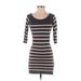 Charming Charlie Casual Dress - Mini: Gray Stripes Dresses - Women's Size Small