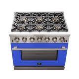 Forno Capriasca 36" 5.32 cu. ft. Freestanding Gas Convection Oven in Blue | 38.4 H x 36 W x 28 D in | Wayfair FFSGS6260-36BLU