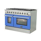 Forno Galiano 48" 6.58 cu. ft. Freestanding Gas Range w/ Griddle & Convection Oven in Blue | 38 H x 48 W x 28 D in | Wayfair FFSGS6244-48BLU