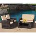 Red Barrel Studio® Outdoor Backyard Porch 4 Piece Rattan Seating Group in Brown | 34.6 H x 28.3 W x 25.8 D in | Wayfair