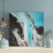 Loon Peak® Sea Between Rocky Mountain - 1 Piece Square Graphic Art Print On Wrapped Canvas in Blue/Gray | 12 H x 12 W x 2 D in | Wayfair