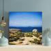 Longshore Tides Rock Ledge w/ Plants & The Sea Under Sunlight - 1 Piece Square Graphic Art Print On Wrapped Canvas in Blue/Green | Wayfair