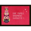 Tapis anti-poussière Famille chouette en polyamide coloris rose - Dim : 40 x 60 cm Pegane