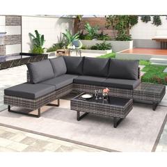 Modernluxe - Garden Furniture Set Rattan Garden Lounge 5-seater Corner Sofa Set with Coffee Table