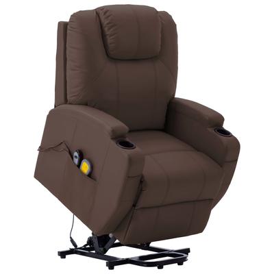 vidaXL Stand up Massage Chair Brown Faux Leather - 29.9" x 34.4" x 42.1"