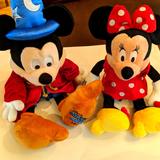 Disney Toys | Disney Mickey Mouse Sorcerer And Minnie Mouse Plush. | Color: Orange | Size: Child