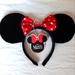 Disney Accessories | *New* Minnie Mouse Ears- Classic Red Bow | Color: Black/Red | Size: Os