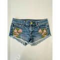 American Eagle Outfitters Shorts | American Eagle Outfitters Stretch Floral Embroidered Cut Off Jean Shorts Denim 2 | Color: Blue/Pink | Size: 2