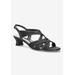 Women's Tristen Sandal by Easy Street in Black Satin (Size 8 1/2 M)