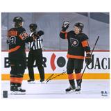 Travis Konecny Philadelphia Flyers Autographed 16" x 20" 1st NHL Hat Trick Celebration Photograph