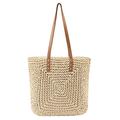 CHIC DIARY Large Straw Beach Bag Women's Shoulder Bag Summer Straw Bag Shopping Bag Braided Bag with Zip, beige, standard size