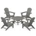 POLYWOOD® Nautical 5-Piece Adirondack Outdoor Chair Conversation Set Plastic in Gray | Wayfair PWS705-1-GY