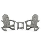 POLYWOOD® Vineyard 3-Piece Adirondack Rocking Chair Set w/ South Beach 18" Outdoor Side Table Plastic in Gray | Wayfair PWS711-1-GY