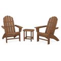 POLYWOOD® Vineyard 3-Piece Curveback Adirondack Set w/ South Beach 18" Outdoor Side Table Plastic in Brown | Wayfair PWS701-1-TE