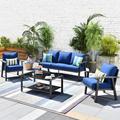 Bay Isle Home™ Canaseraga 4 Pieces Wicker/Rattan Patio Conversation Set Sofa Seating Group w/ 5" Thick Cushions Synthetic Wicker/All | Wayfair