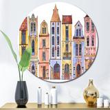 Red Barrel Studio® Sketch of Old Europe Street IV - Unframed Painting on Metal in Blue/Yellow | 23 H x 23 W x 1 D in | Wayfair