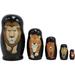 5 Piece Amukta Dakota Fields Safari Jungle Animals Lion Tiger Cheetah Jaguar Tabby Cat Stacking Nesting Dolls Figurine Set Resin | Wayfair