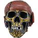 Longshore Tides Armstong Tattoo Pirate Skull w/ Bandana Figurine Resin in Black/Red/Yellow | 5 H x 6.5 W x 5 D in | Wayfair