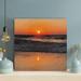 Rosecliff Heights Sea Waves Crashing On Shore During Sunset 2 - 1 Piece Square Graphic Art Print On Wrapped Canvas in Black/Orange | Wayfair