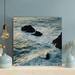 Rosecliff Heights Sea Waves Crashing On Rocks - 1 Piece Square Graphic Art Print On Wrapped Canvas in Blue | 12 H x 12 W x 2 D in | Wayfair