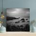 Highland Dunes Grayscale Photo Of Rocky Shore 4 - 1 Piece Square Graphic Art Print On Wrapped Canvas in Black/Gray | 32 H x 32 W x 2 D in | Wayfair